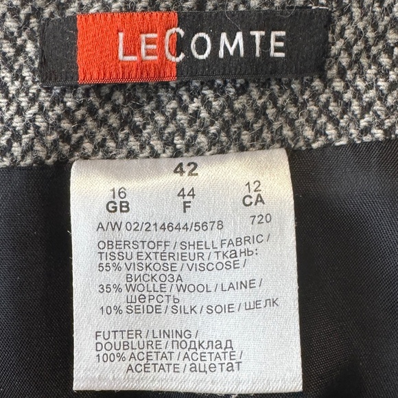 LeComte Women's 12 Wool/Silk Midi Skirt Lace Trim Gray/Black Flare Lined - Picture 2 of 12
